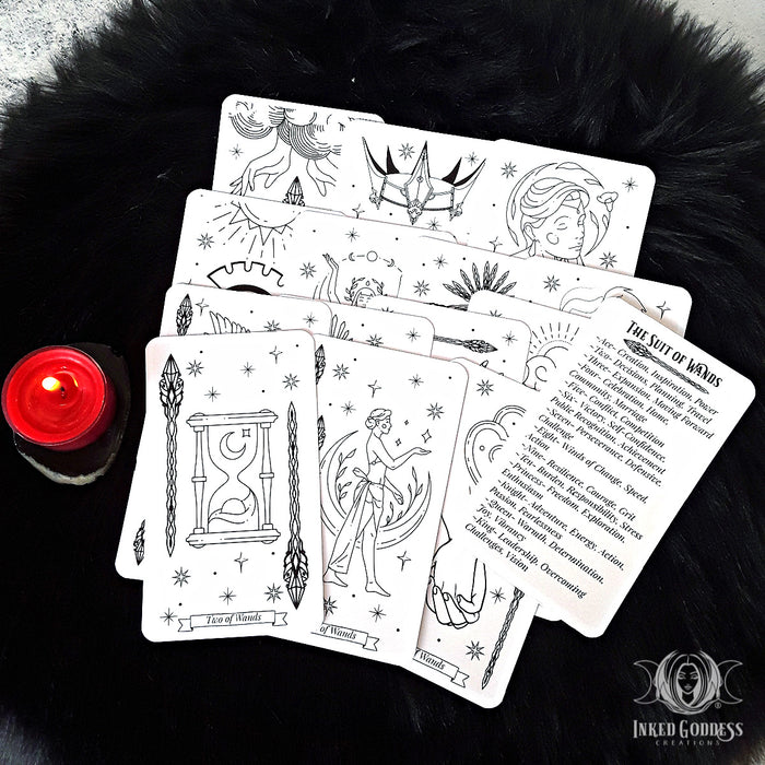 Color Your Own Tarot- Suit of Wands- Inked Goddess Creations