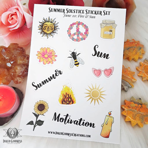 Summer Solstice Sticker Set for Igniting Your Inner Flame- Inked Goddess Creations