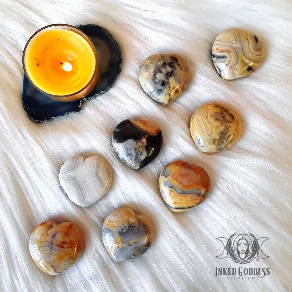 Crazy Lace Agate Gemstone Heart for Happiness- Inked Goddess Creations